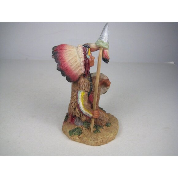 Native American Feather Headdress Spear 6 in Resin Figure Statue CHIP - Picture 3 of 14